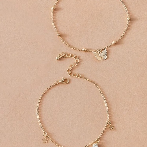 3/$30 Gold Butterflies w/ rhinestone 2pc bracelet - Picture 3 of 3
